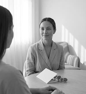 A therapist listening across a table